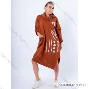 Übergroßes Langarm-Sweatshirtkleid für Damen in Übergröße (XL/2XL, EINHEITSGRÖSSE) ITALIAN FASHION IMC22607