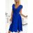 381-3 LINDA - Chiffonkleid mit Spitzenausschnitt - Königsblau