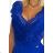 381-3 LINDA - Chiffonkleid mit Spitzenausschnitt - Königsblau