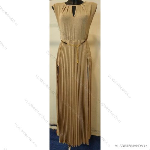 Langes Kleid mit ärmellosem Faltenrock für Damen (S/M ONE SIZE) ITALIAN FASHION IMPMM22355800016