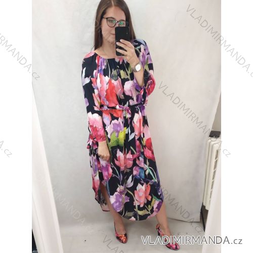 Šaty dlouhé 3/4 dlouhý rukáv dámské (2XL/3XL ONE SIZE) ITALSKÁ MÓDA IMLI21002 2XL/3XL Blume