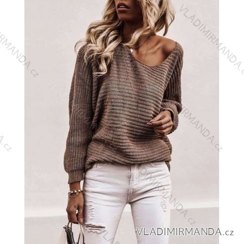 Damen-Langarmpullover (uni s / m) ITALIAN FASHION TM922STAR braun M / L