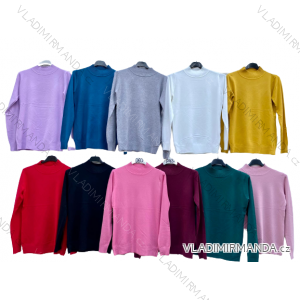 Damen-Strickpullover mit langen Ärmeln und Stehkragen (Einheitsgröße S/M/L) ITALIENISCHE MODE IM725050