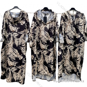 Šaty dlouhé maxi s kapucí dlouhý rukáv na zip dámské (XL/2XL ONE SIZE) ITALSKÁ MÓDA IMD22789
