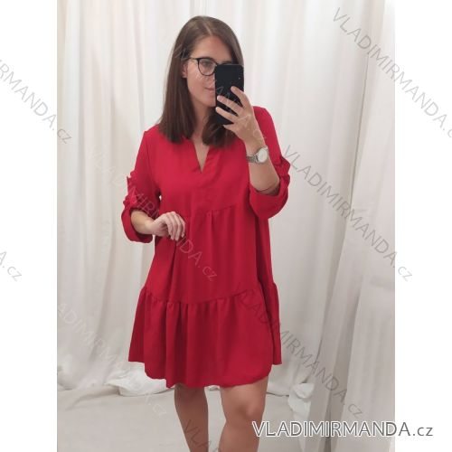 Šaty oversize elegantní 3/4 rukáv dámské (L/XL ONE SIZE) ITALSKÁ MÓDA IMD21560 XL/2XL rot