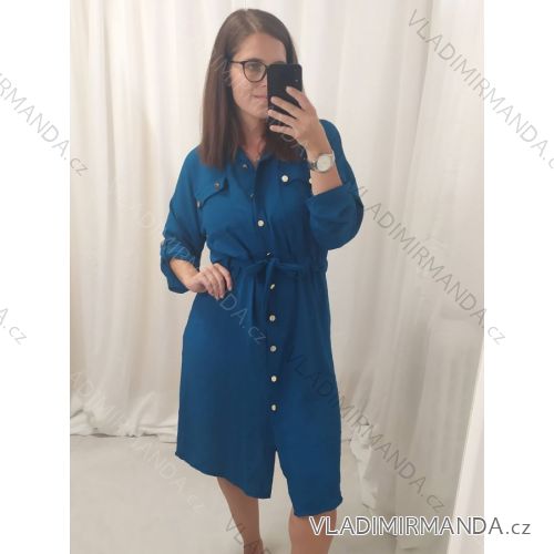 Kleid mit 3/4 Ärmeltasche für Damen (uni sl) ITALIAN Fashion IMWD20527 L / XL hellbraun