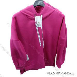 Mikina teplá s kapucí dlouhý rukáv dámská (S/M ONE SIZE) ITALSKá MODA IM722204