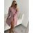 Šaty košilové dlouhý rukáv dámské (S/M ONE SIZE) ITALSKÁ MÓDA IMWB22192 L / XL weiß