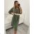 Langärmliges Damenkleid mit Gürtel (L/XL/2XL, EINZELGRÖSSE) ITALIAN FASHION IMPSH246060, Grün, Khaki, S/M