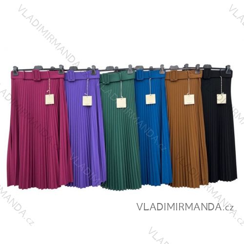 Damen Faltenrock lang mit Gürtel (S/M ONE SIZE) ITALIAN FASHION IMPLM22200600085