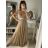 Langes elegantes Damenkleid mit Trägern (S/M ONE SIZE) ITALIAN FASHION IMPSH243670 beige S/M