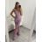 Šaty elegantní dlouhé bez rukávu dámské (S/M ONE SIZE) ITALSKá MóDA IMM22LS24047 starorůžová S/M