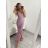 Šaty elegantní dlouhé bez rukávu dámské (S/M ONE SIZE) ITALSKá MóDA IMM22LS24047 starorůžová S/M