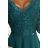 309-5 AMBER elegantes langes Spitzenkleid mit Ausschnitt - grün