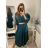 Sommer Midi Kurzarm Sommerkleid (S / M / L ONE SIZE) ITALIAN FASHION IMWA223453