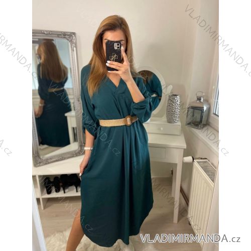 Sommer Midi Kurzarm Sommerkleid (S / M / L ONE SIZE) ITALIAN FASHION IMWA223453