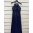 Langes, elegantes, formelles, ärmelloses Damenkleid (Einheitsgröße S/M) ITALIAN FASHION IMPSH24L18806, Königsblau, S/M