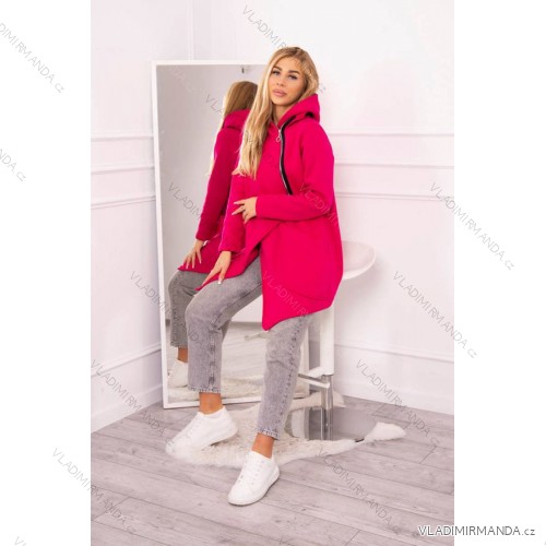 Isoliertes Sweatshirt mit asymmetrischem Reißverschluss in Fuchsia