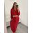 Damen Warmes Langarmkleid (L / XL ONE SIZE) ITALIAN FASHION IM421MIA M / L rot
