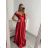 Carmen langes, trägerloses, elegantes Satin-Damenkleid (S/M ONE SIZE) ITALIAN FASHION IMPBB22B22735/DR – Limettengrün – S/M