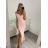Šaty elegantní dlouhý rukáv dámské (S/M ONE SIZE) ITALSKÁ MÓDA IMM211535 weiß S/M
