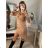 Elegantes Langarm-Hemdkleid für Damen (Einheitsgröße S/M) ITALIAN FASHION IMWB22273 S/M braun