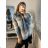 Kabát vlněný krátký jarní dlouhý rukáv dámský (S/L ONE SIZE oversize) ITALSKÁ MÓDA IMM21239a M / L blau