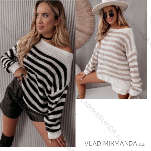 Svetr prodloužený oversize dlouhý rukáv dámský (S/M ONE SIZE) ITALSKÁ MÓDA IMPLI227089