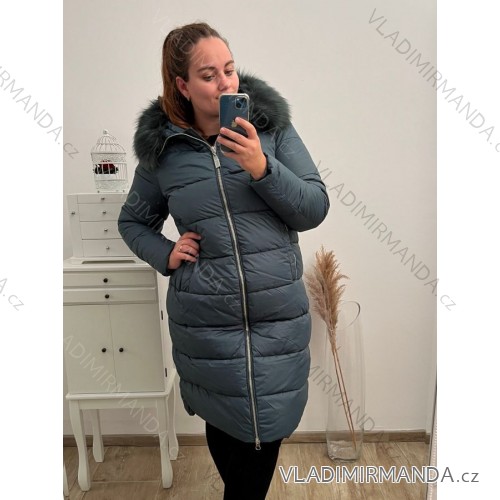 Kabát zimní dámský nadrozměr (3XL-7XL) LIBLAN POLSKÁ MÓDA LIB22LD-7778 grün 7XL