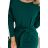 394-1 Kleid mit langen Ärmeln und Bindeband in der Taille - grün