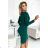 394-1 Kleid mit langen Ärmeln und Bindeband in der Taille - grün