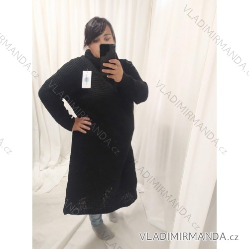 Šaty teplé dlouhý rukáv dámská (L/XL ONE SIZE) ITALSKá MóDA IM4212508 schwarz L/XL one size