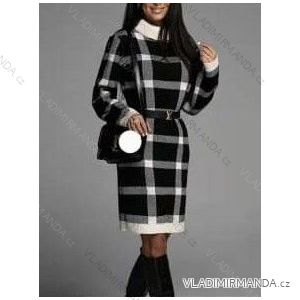 Strickpullover Langarm Kleid mit Gürtel Damen (uni s-l) ITALIAN FASHION IMD20730