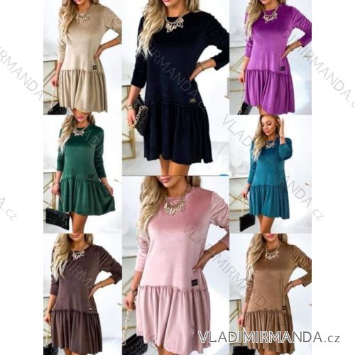 Warmes Samt-Langarmkleid für Damen (Einheitsgröße S/M) ITALIAN FASHION IMD22955