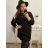 Strickkleid Ala Pullover Langarm Damen Übergröße (XL / 2XL ONE SIZE) ITALIAN FASHION IM4212262 schwarz