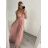 Langes elegantes Damenkleid mit Trägern (S/M ONE SIZE) ITALIAN FASHION IMPSH243670 beige S/M