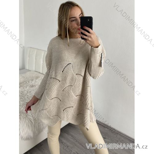 Svetr oversize dlouhý rukáv dámský (S/M/L ONE SIZE) ITALSKÁ MÓDA IMWB22328