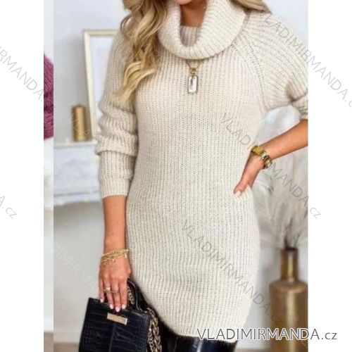 Warmes Strickkleid mit Rollkragen und langen Ärmeln für Damen (Einheitsgröße S/M) ITALIAN FASHION IMWL22012