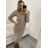 Sommerkleid Langarm geblümte Damen (UNI S / L) ITALIAN FASHION IMK20150 S/M béžová
