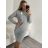 Damen Gestricktes Langarmkleid (L/XL ONE SIZE) ITALIAN FASHION IMD211019 M / L schwarz