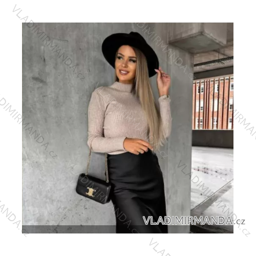 Damen-Strickpullover mit Stehkragen und langen Ärmeln (Einheitsgröße S/M) ITALIAN FASHION IMPLI228596