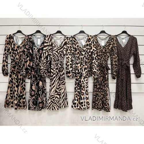 Šaty pletené dlouhý rukáv dámské (S/M ONE SIZE) ITALSKÁ MÓDA IMWY217094