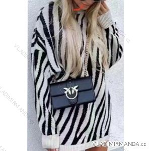 Šaty pletené dlouhý rukáv dámské (S/M ONE SIZE) ITALSKÁ MÓDA IMWY217094