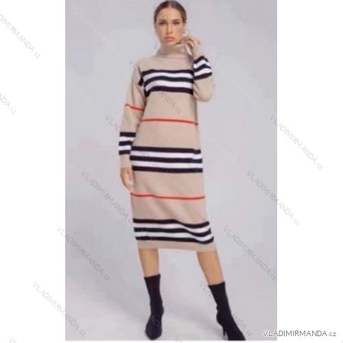 Strickkleid mit Rollkragen und langen Ärmeln für Damen (Einheitsgröße S/M) ITALIAN FASHION IMWY22222