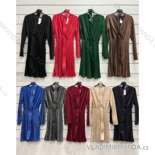 Šaty pletené dlouhý rukáv dámské (S/M ONE SIZE) ITALSKÁ MÓDA IMWY217094