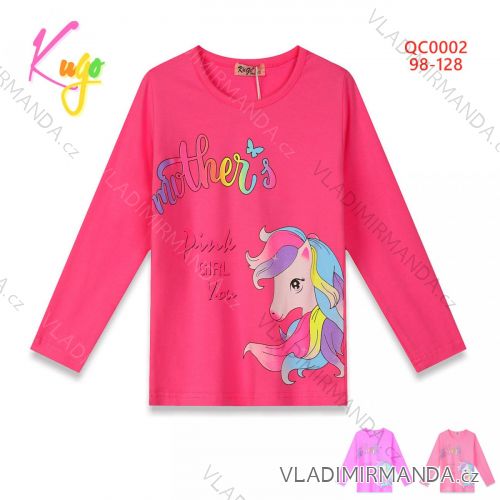 T-Shirt Langarm mit Pailletten Kindermädchen (98-128) KUGO DC0002