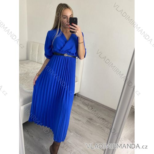 Šaty dlouhé elegantní dlouhý rukáv dámské (S/M ONE SIZE) ITALSKÁ MÓDA IMWKK223392