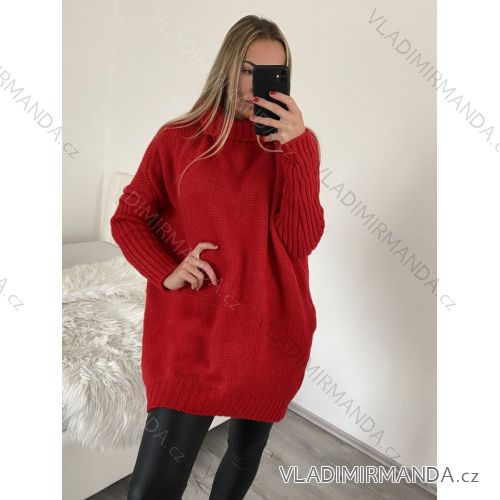 Svetr prodloužený oversize dlouhý rukáv dámské (XL/2XL ONE SIZE) ITALSKÁ MÓDA IMWG218508 XL/2XL Schwarz