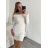 Šaty úpletové carmen s rolákem dlouhý rukáv dámské (S/M, L/XL ONE SIZE) ITALSKá IM422A-82356 S/M Creme