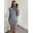 Šaty úpletové carmen s rolákem dlouhý rukáv dámské (S/M, L/XL ONE SIZE) ITALSKá IM422A-82356 S/M Creme